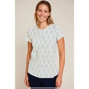 J MCLAUGHLIN SS TEE CATALINA CLOTH NYLON TREES PATTERN CASUAL CHIC TRAVEL L